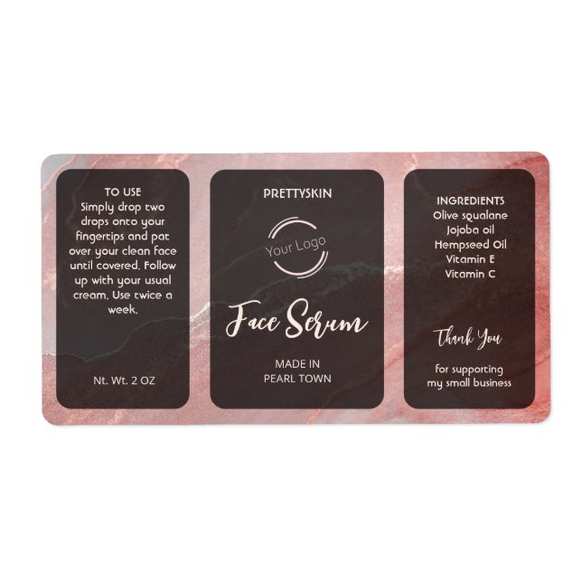 Rose Gold Glitter Serum Label (Front)