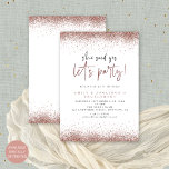 Rose Gold Glitter She Said Yes Engagement Party Invitation<br><div class="desc">Rose Gold Glitter She Said Yes Engagement Party Available digitally or printed. Modern rose gold faux glitter borders are at the top and bottom and also on the back. She Said Yes Let’s Party is set in a trendy handwriting style. Easily personalise the rest of the text to your own....</div>
