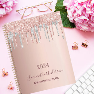 Rose gold glitter silver appointment book 2021 planner