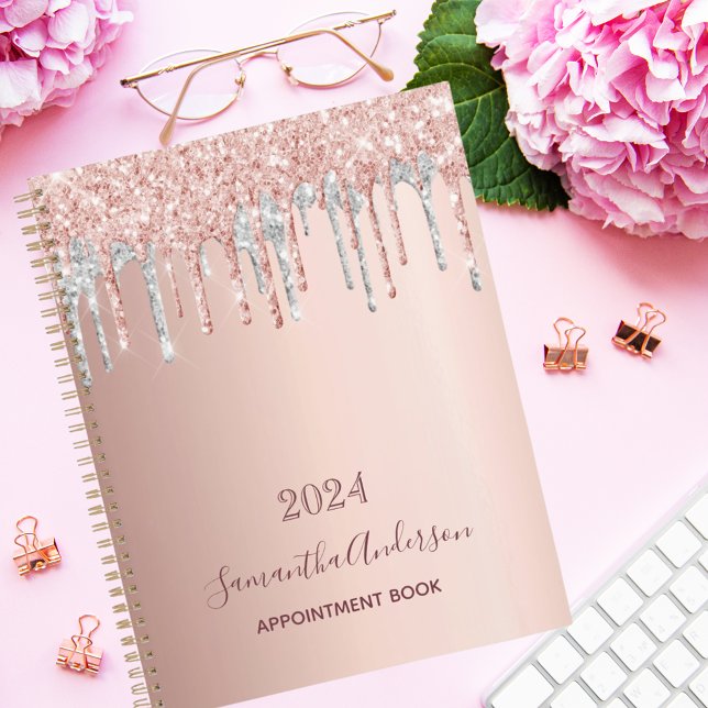 Rose gold glitter silver appointment book 2021 planner (Creator Uploaded)