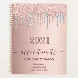 Rose gold glitter silver appointments 2026 planner