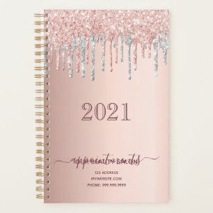 Rose gold glitter silver salon appointments 2025 planner