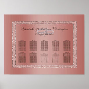 Rose Gold Glitter & Silver Wedding Rings Poster
