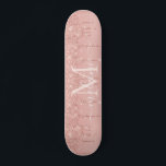 Rose Gold Glitter Skateboard Custom Name Letter<br><div class="desc">Skateboards with Personalised Monogram Custom Letter and Name Text Rose Gold Blush Glitter Sparkle Personalised Birthday - Anniversary or Wedding Skateboard / Gift / Suppliest - Add Your Letter / Name - Text or Remove - Make Your Special Gift - Resize and move or remove and add text / elements...</div>