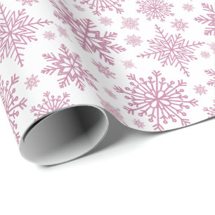Rose Gold Glitter Snowflakes Wrapping Paper