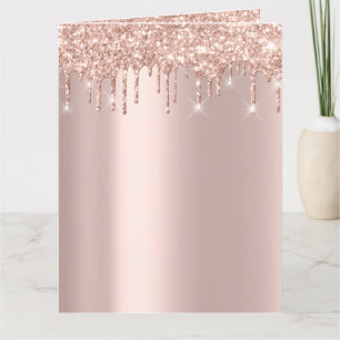 Rose Gold Glitter Spark Drips Simply Bridal Beauty Card