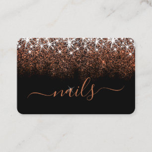 Rose Gold Glitter Spark Elegant Professional Nails Business Card
