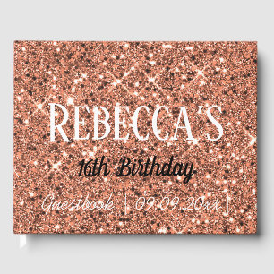 Rose Gold Glitter Sparkle 16th Birthday Guest Book