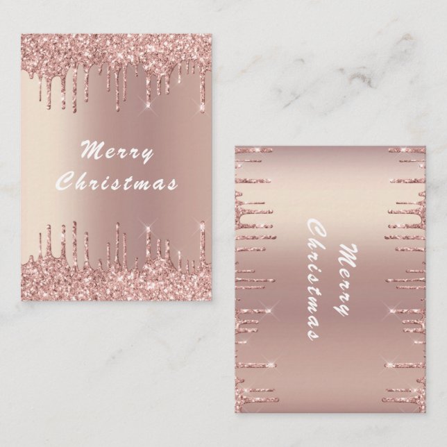 Rose Gold Glitter Sparkle Christmas Card (Front/Back)
