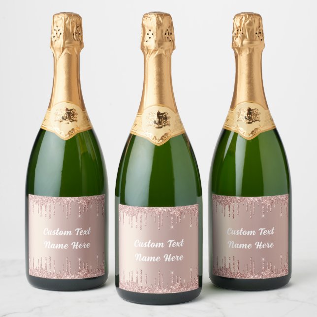 Rose Gold Glitter Sparkle Custom Text Labels (Bottles)