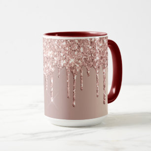 Rose Gold Glitter Sparkle Drips Coffee Mug Gift