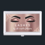 Rose Gold Glitter Sparkle Eyelash Lashes Extension Business Card Holder<br><div class="desc">Blush Pink - Rose Gold Sparkly Glitter Eyelashes Lashes Extensions Salon Beauty Business Card with white lettered typography for the monogram on the back. The Blush Pink and Rose Gold Girly Glitter Business Cards are perfect for a modern and elegant Eyelashes (lashes) Extension . The profession can be changed to...</div>