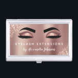Rose Gold Glitter Sparkle Eyelash Lashes Extension Business Card Holder<br><div class="desc">Blush Pink - Rose Gold Sparkly Glitter Eyelashes Lashes Extensions Salon Beauty Business Card with white lettered typography for the monogram on the back. The Blush Pink and Rose Gold Girly Glitter Business Cards are perfect for a modern and elegant Eyelashes (lashes) Extension . The profession can be changed to...</div>