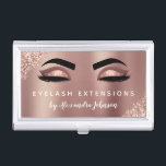 Rose Gold Glitter Sparkle Eyelash Lashes Extension Business Card Holder<br><div class="desc">Blush Pink - Rose Gold Sparkly Glitter Eyelashes Lashes Extensions Salon Beauty Business Card with white lettered typography for the monogram on the back. The Blush Pink and Rose Gold Girly Glitter Business Cards are perfect for a modern and elegant Eyelashes (lashes) Extension . The profession can be changed to...</div>