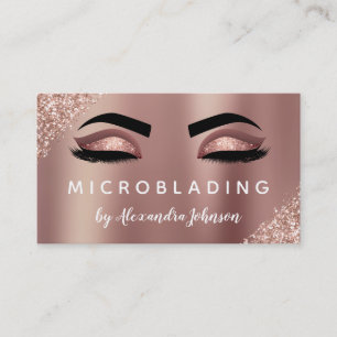 Rose Gold Glitter Sparkle Eyelashes Microblading Business Card