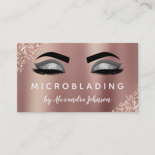 Rose Gold Glitter Sparkle Eyelashes Microblading Business Card