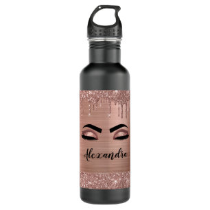 Rose Gold Glitter Sparkle Eyelashes Monogram Name 710 Ml Water Bottle