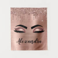 Rose Gold Glitter Sparkle Eyelashes Monogram Name