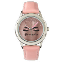 Rose Gold Glitter Sparkle Eyelashes Monogram Name