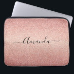 Rose gold glitter sparkle glam gradient name laptop sleeve<br><div class="desc">Girly and elegant. A rose gold gradient faux glitter pattern. Personalise and add your name. The name is written with a modern hand lettered style script. Dark rose gold coloured letters. To keep the swashes only delete the sample name, leave the spaces or emoji's in front and after the name....</div>