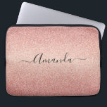 Rose gold glitter sparkle glam gradient name laptop sleeve<br><div class="desc">Girly and elegant. A rose gold gradient faux glitter pattern. Personalise and add your name. The name is written with a modern hand lettered style script. Dark rose gold coloured letters. To keep the swashes only delete the sample name, leave the spaces or emoji's in front and after the name....</div>