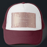 Rose Gold Glitter Sparkle Hat with Custom Text<br><div class="desc">Hats with Rose Gold Blush Glitter Sparkle Drips Custom Text Pink Modern - Add Your Unique Text / Name or Remove Text - Make Your Special Hat Gift - Resize and move or remove and add text / elements with Customization tool. Choose font / size / color ! Design by...</div>