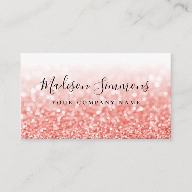 Rose Gold Glitter Sparkle Monogram Stylish Script Business Card (Front)