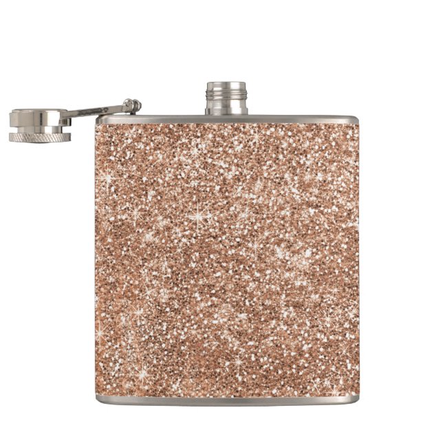 Rose Gold glitter sparkle shiny Water Bottle Hip Flask (Opened)