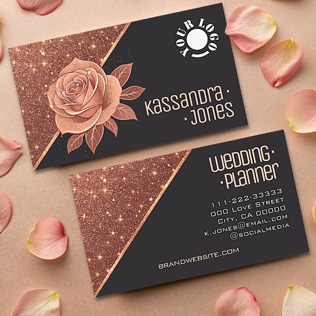 Rose Gold Glitter Sparkle Stars Luxurious Chic  Business Card (Creator Uploaded)
