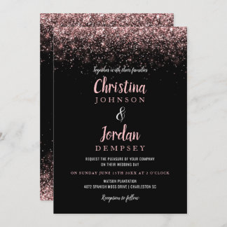Rose Gold Glitter Sparkle Wedding Invitations
