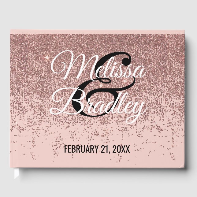 Rose Gold Glitter Sparkles Blush Pink Guestbook (Front)