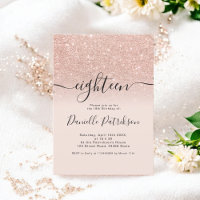 Rose gold glitter sparkles pink ombre eighteen