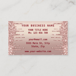 Rose Gold Glitter Sparkly Business Cards Example