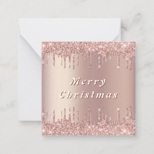 Rose Gold Glitter Sparkly Christmas Card