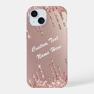 Rose Gold Glitter Sparkly Custom Text iPhone Case