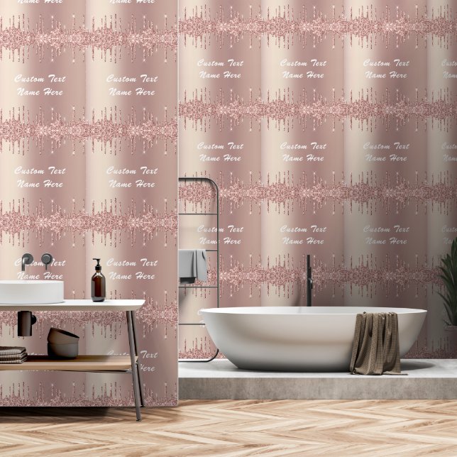 Rose Gold Glitter Sparkly Custom Text Personalised Wallpaper (Bathroom)