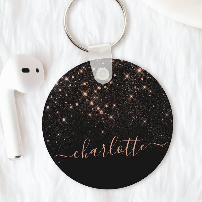 Rose Gold Glitter Sparkly Elegant Glamorous Script Key Ring (Creator Uploaded)