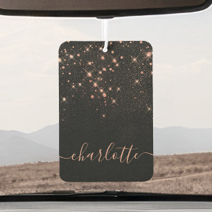 Rose Gold Glitter Sparkly Elegant Glamourous Scrip Car Air Freshener