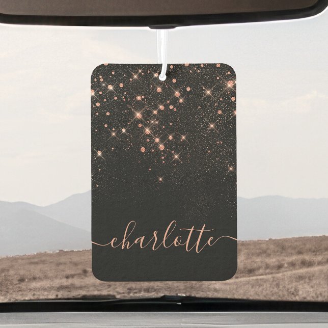Rose Gold Glitter Sparkly Elegant Glamourous Scrip Car Air Freshener (Creator Uploaded)