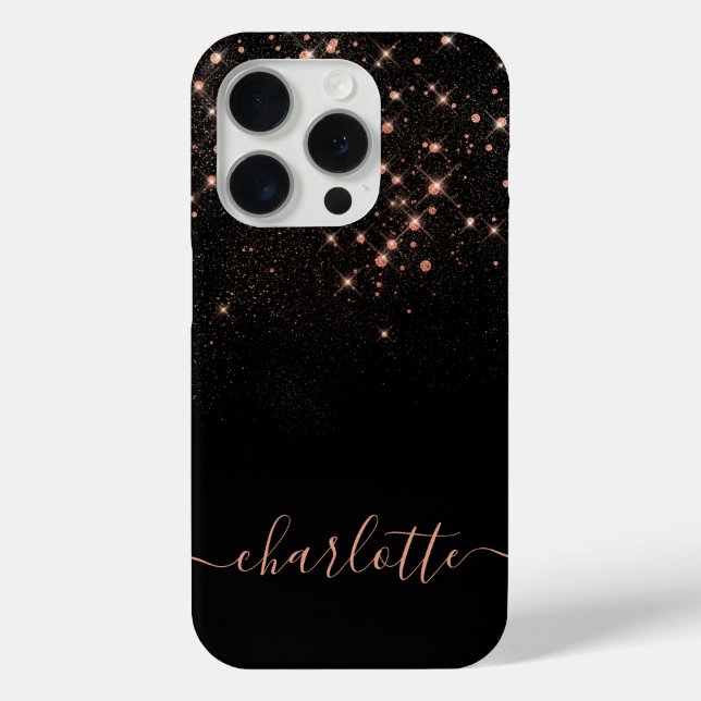 Rose Gold Glitter Sparkly Elegant Glamourous Scrip Case-Mate iPhone Case (Back)