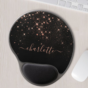 Rose Gold Glitter Sparkly Elegant Glamourous Scrip Gel Mouse Pad