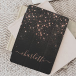 Rose Gold Glitter Sparkly Elegant Glamourous Scrip iPad Pro Cover<br><div class="desc">Create your own personalised black and rose gold diamond sparkle iPad cover with your custom modern handwritten script name.</div>