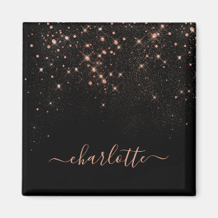 Rose Gold Glitter Sparkly Elegant Glamourous Scrip Magnet