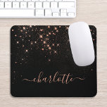 Rose Gold Glitter Sparkly Elegant Glamourous Scrip Mouse Pad<br><div class="desc">Create your own personalised black and rose gold diamond sparkle mouse pad with your custom modern handwritten script name.</div>