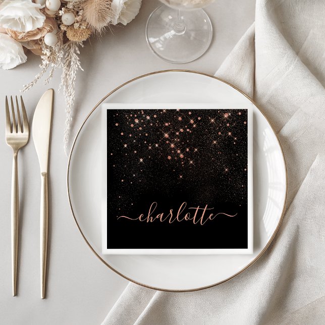 Rose Gold Glitter Sparkly Elegant Glamourous Scrip Napkin (Creator Uploaded)
