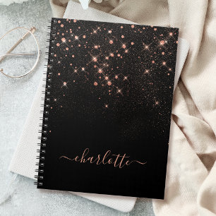 Rose Gold Glitter Sparkly Elegant Glamourous Scrip Notebook
