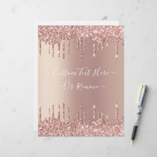 Rose Gold Glitter Sparkly Letterhead Custom Text