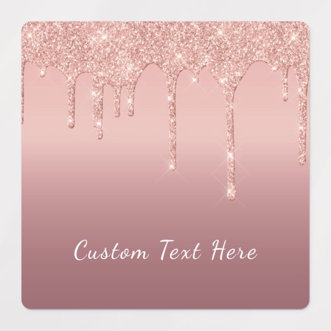 Rose Gold Glitter Sparkly Sticker with Custom Text (Design 1)