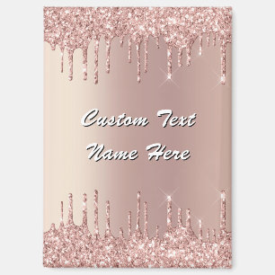 Rose Gold Glitter Sparky Magnet with Custom Text