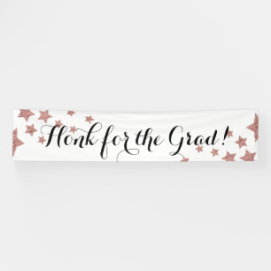 Rose Gold Glitter Stars Script Honk for the Grad Banner